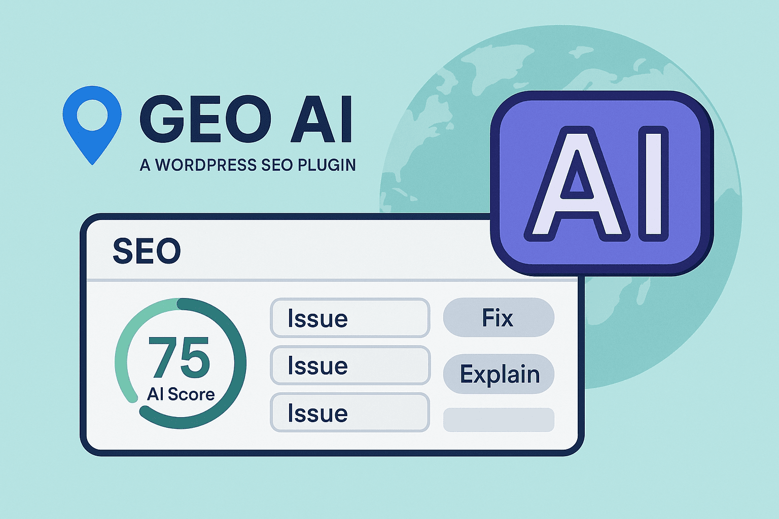 GEO AI WordPress plugin hero graphic